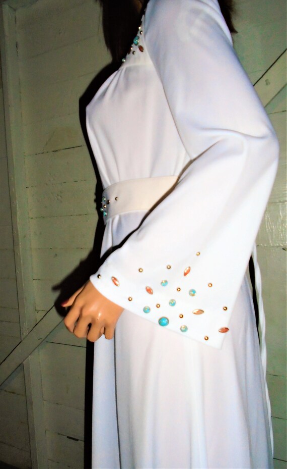 Vintage Bernie Bee White Southwestern Maxi Dress … - image 3