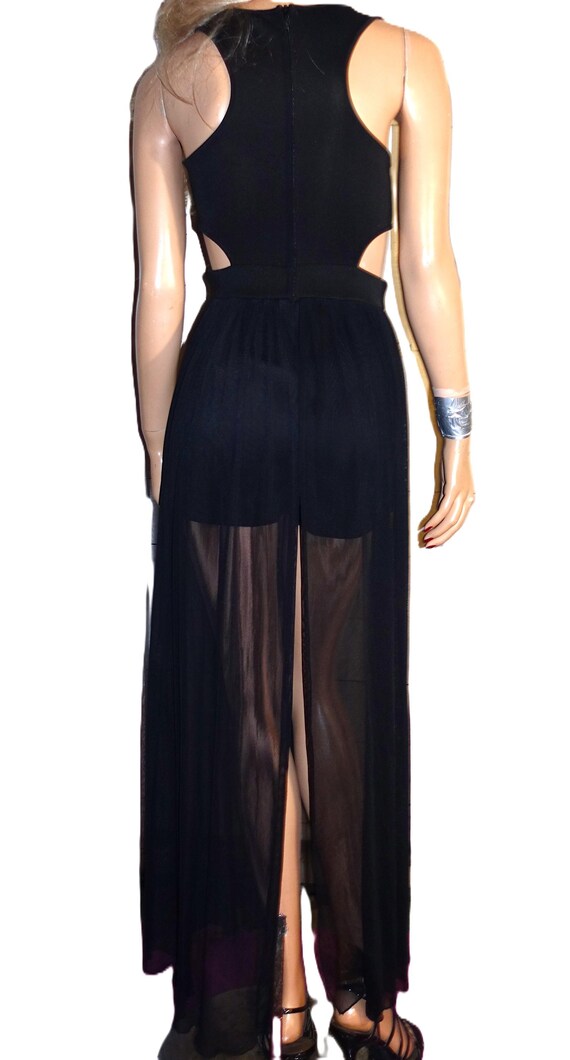Mystic Black Sheer Romper Maxi Dress S View 6