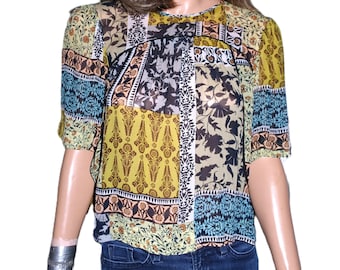 Weston Boho Patchwork Blouse XS