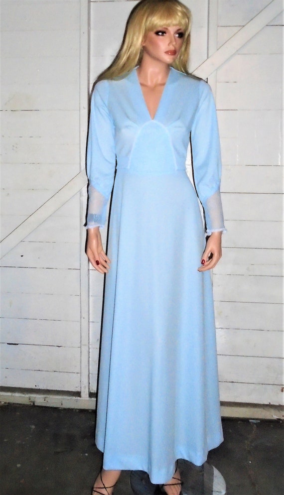 Baby Blue Boho Prairie Maxi Dress S - image 1