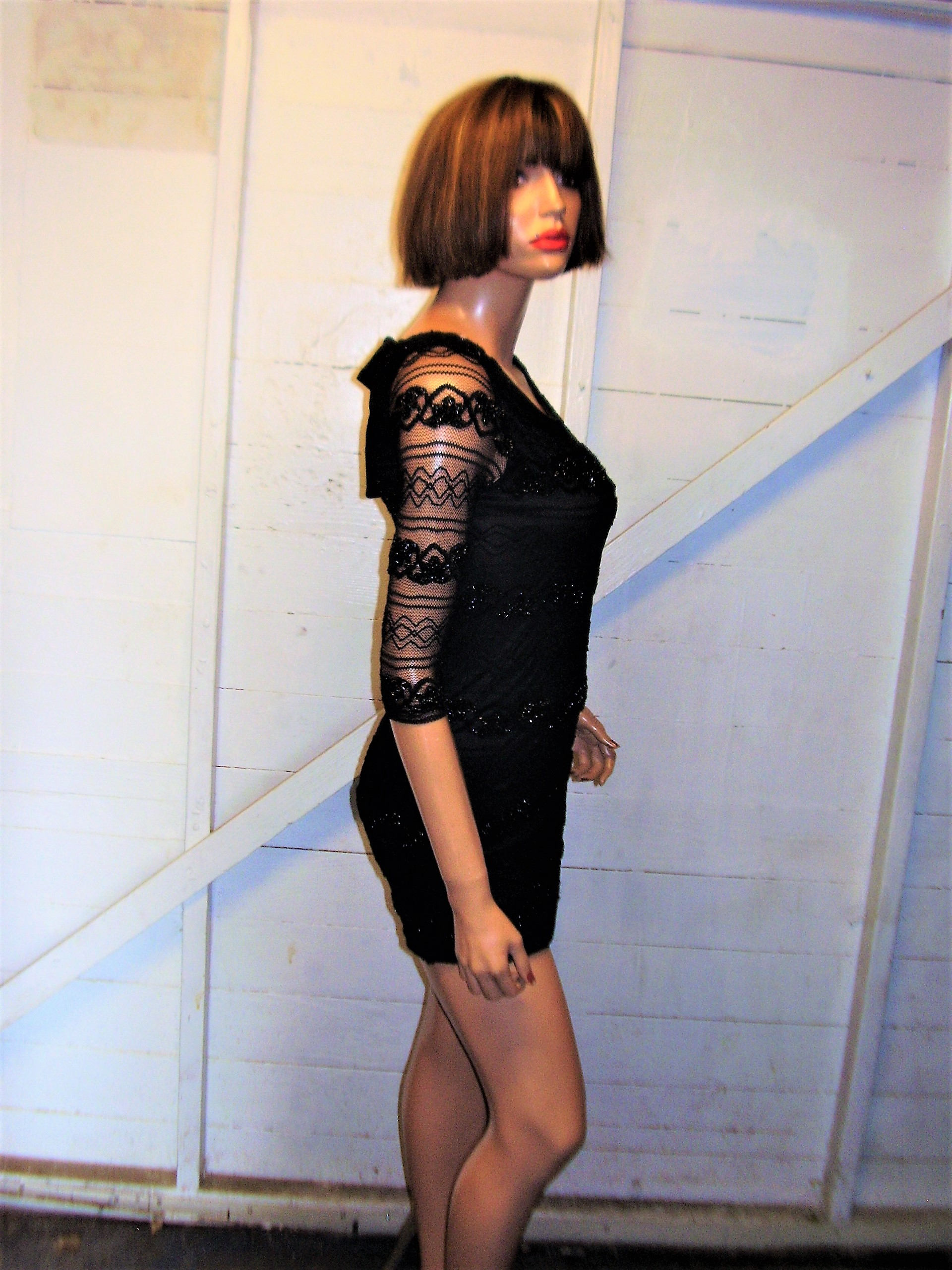 Black Sheer Metallic Mesh Dress M - Etsy Black Sheer Metallic Mesh Dress M - Etsy