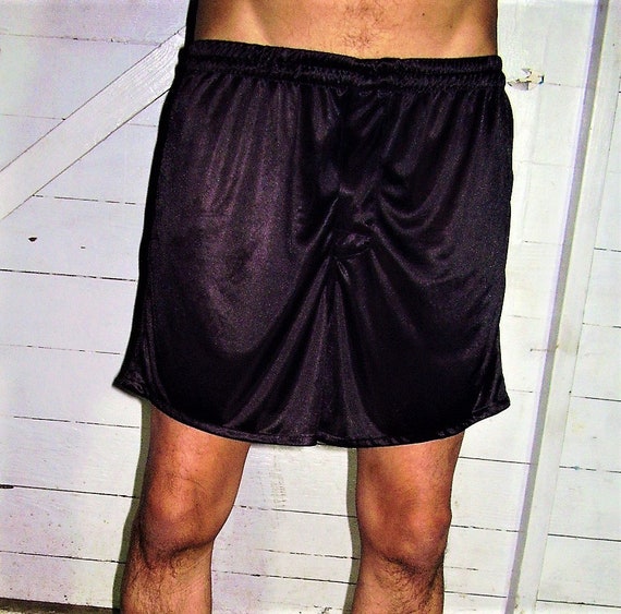 Vintage Black Nylon Boxer Shorts L Lounge Shorts - image 7