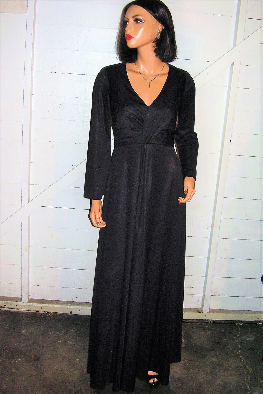 Vintage Black Button Up Maxi Dress