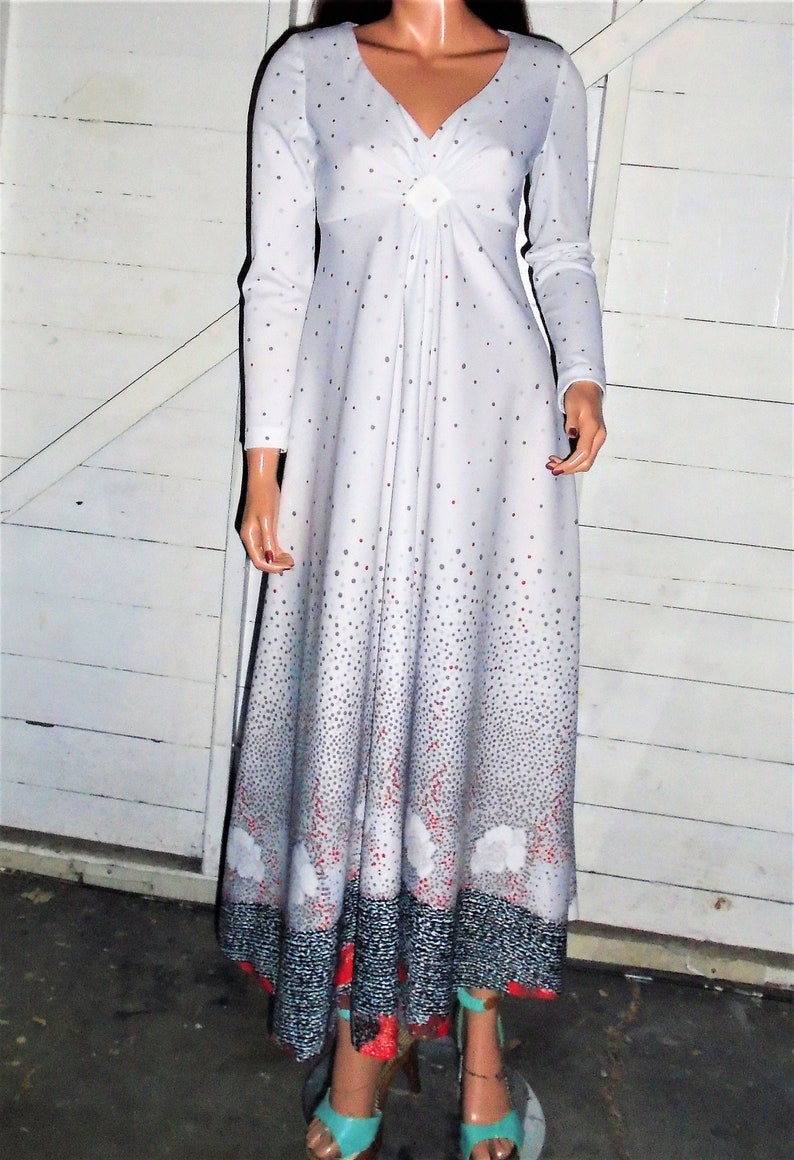 Light Gray Polka Dot Maxi Dress S image 2