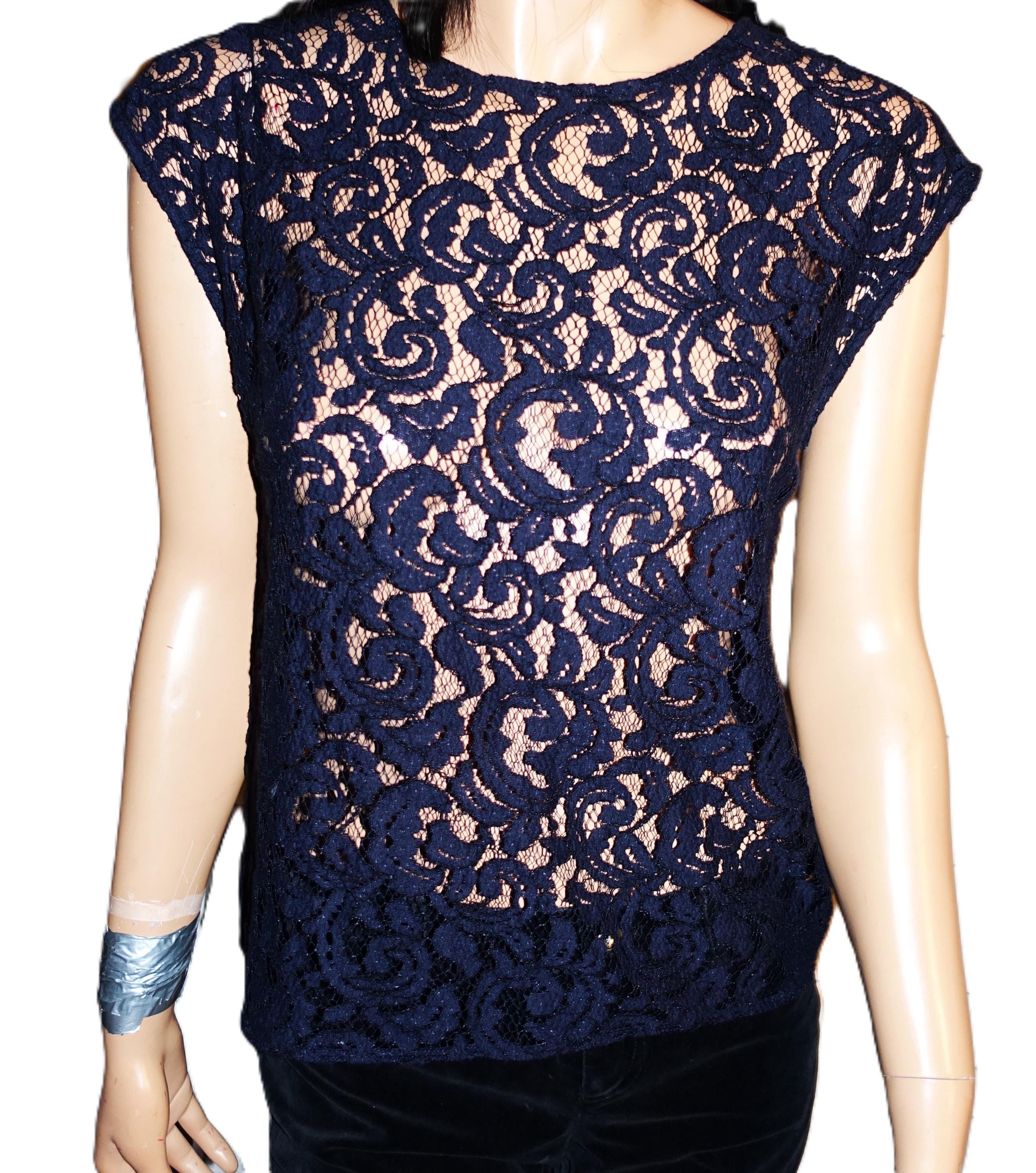 Ann Taylor Loft Black Lace Blouse S