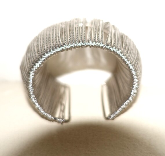 Silver tone Multiple String Cuff Bracelet - image 5