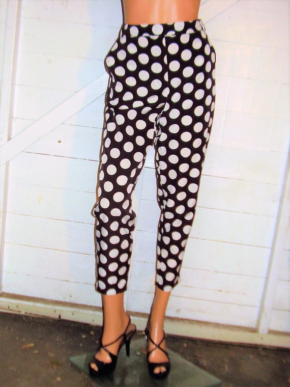 Items similar to Vintage Black White Polka Dot Pants 7 on Etsy