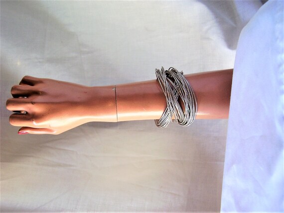 Silver tone Multi Strand Bracelet - image 6
