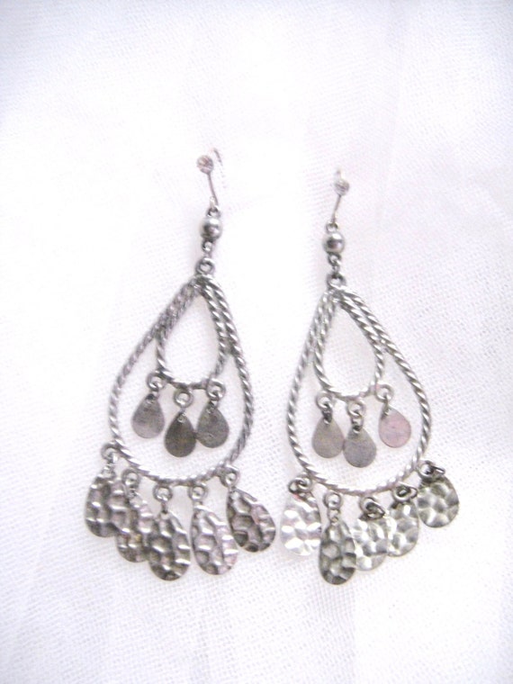 Silver Tone Chandelier Earrings - image 2