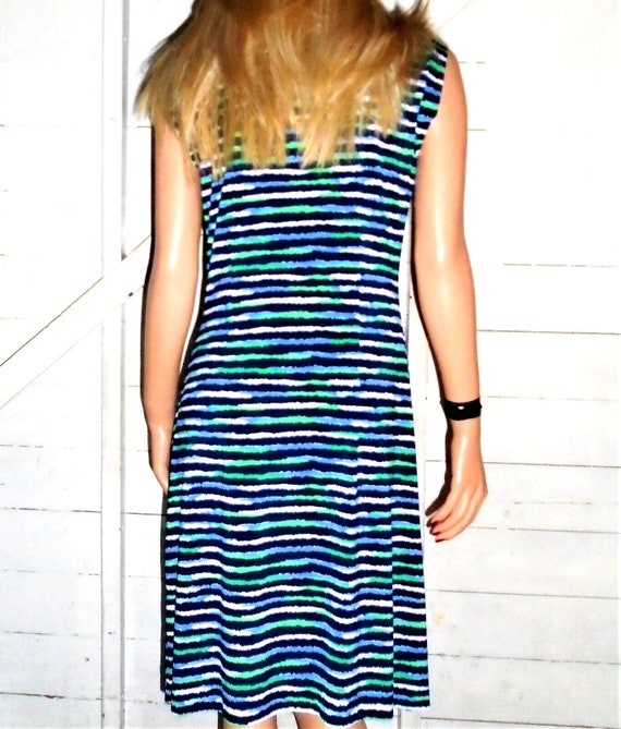 BCBGMaxazria Navy Blue Green Dress L - image 4