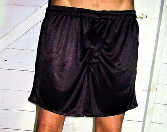 Vintage Black Nylon Boxer Shorts L Lounge Shorts