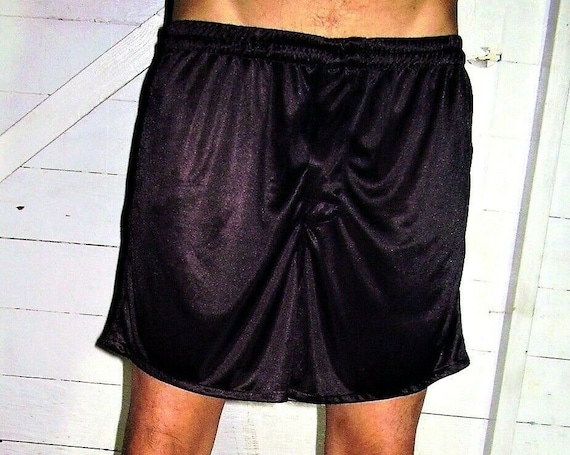 Vintage Black Nylon Boxer Shorts L Lounge Shorts - image 1