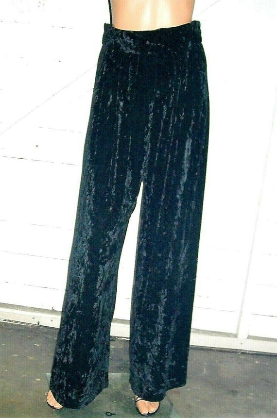 Vintage Bonnie Strauss Black Velvet Wide Leg Pants