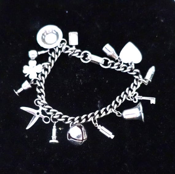 Silver tone Multi Charm Chain Bracelet - image 1