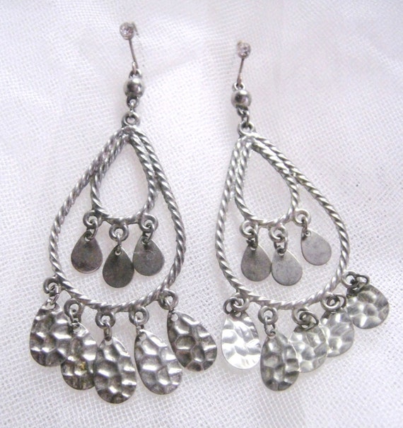 Silver Tone Chandelier Earrings - image 3