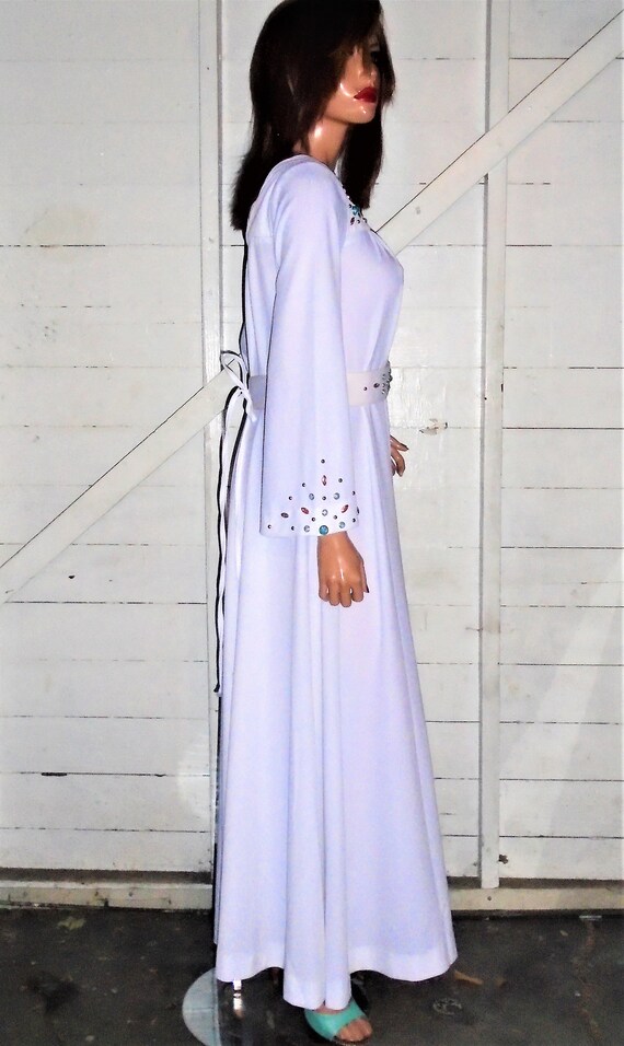 Vintage Bernie Bee White Southwestern Maxi Dress … - image 4