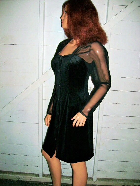 Vintage Breakin Loose Black Sheer Velveteen Dress Sz 7/8