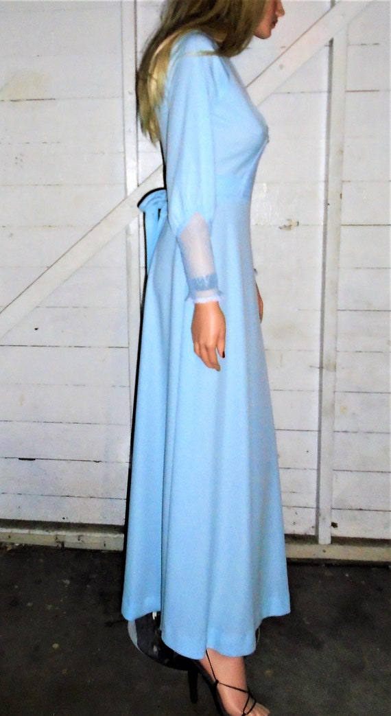 Baby Blue Boho Prairie Maxi Dress S - image 6