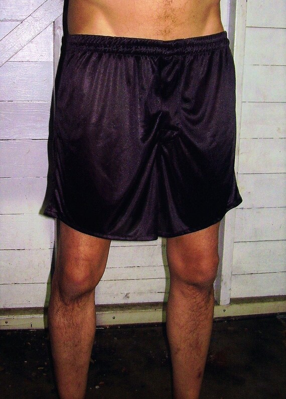 Vintage Black Nylon Boxer Shorts L Lounge Shorts - image 2