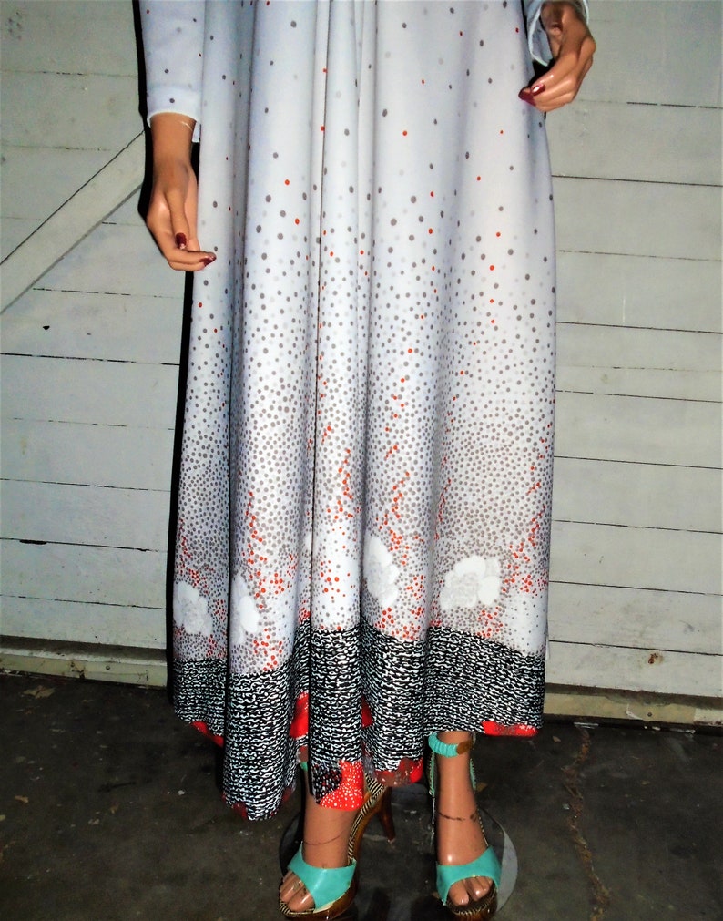 Light Gray Polka Dot Maxi Dress S image 3