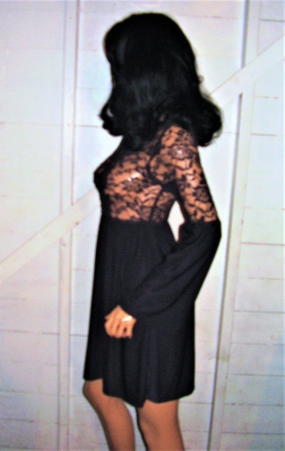 Vintage Black Lace Dress Sz S - image 5