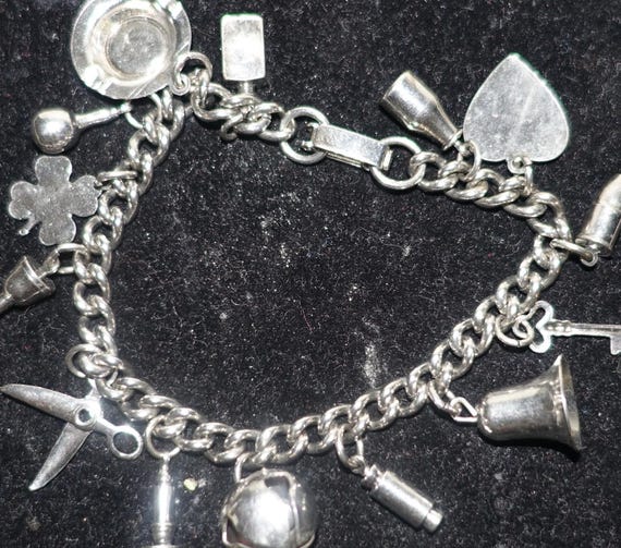 Silver tone Multi Charm Chain Bracelet - image 4