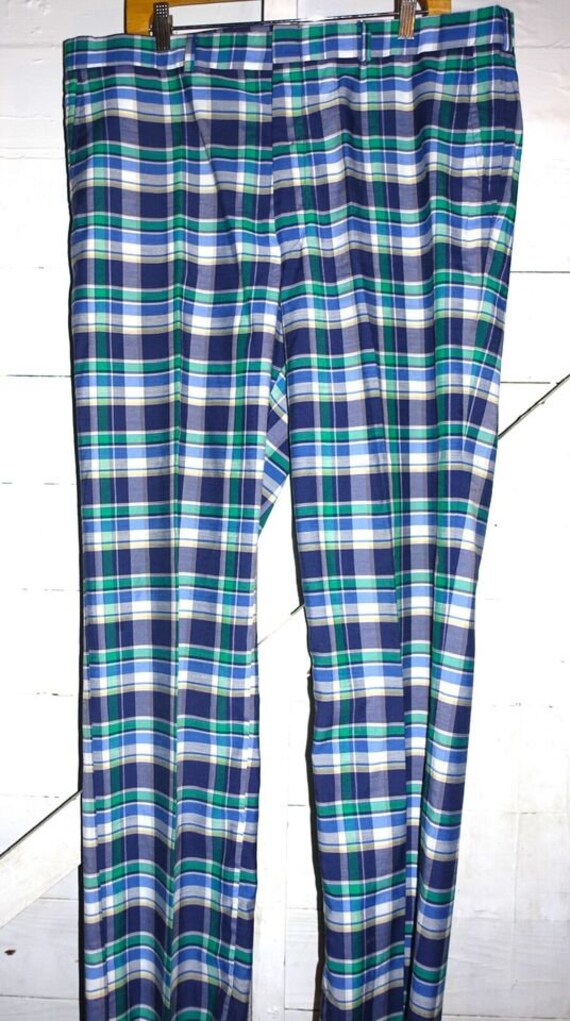 Vintage Blue Green plaid Pants 39 - image 3