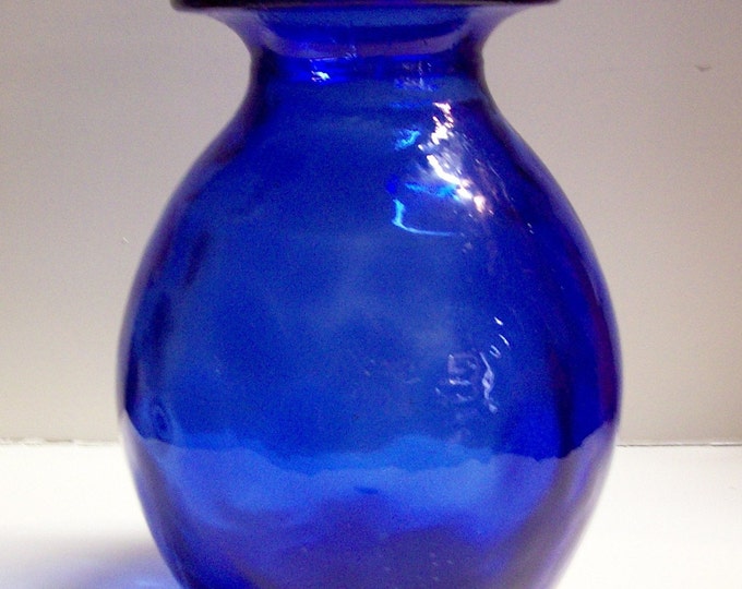 Cobalt Blue Art Glass Round Vase 10 Etsy