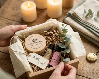 Organic Tallow Balm, Face Serum, Lip Balm Gift Set, Natural Handmade Beauty