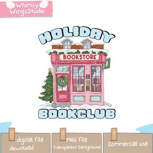 Mignon vacances club de lecture Noël hiver confortable bibliothécaire livresque PNG | Fichiers PNG à téléchargement numérique pour lecteur livresque pour chemises, tasses, sac fourre-tout