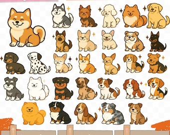 Dog Breed Stickers | PNG Clipart Set (Digital Download