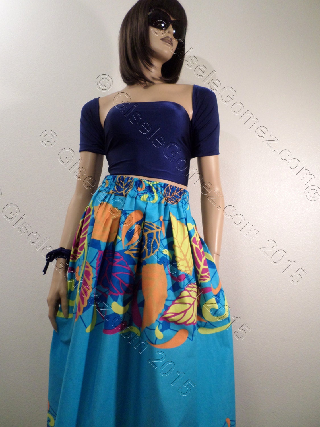 African Midi Skirt Turquoise Blue Ankara Print Skirt | Etsy