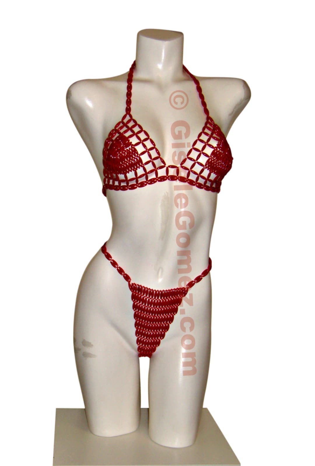 Red Bead Bikini Top / Bra | Red Bead Bikini Bottom / Panty | 2-piece