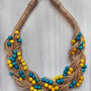 Handmade Boho Chic Wood Bead Necklace-Ukrainian Gifts/ Made in Ukraine/ Unique Ukrainian Design