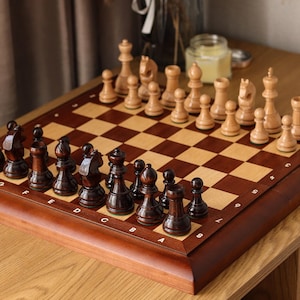 Handmade Wooden Foldable Chess Set–Wood chess l Chess l Chess game l Chess gift l Gift for Him