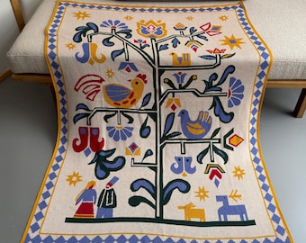 Coperta in cotone ucraina - Arazzo Albero della Vita, biancheria da letto boho | Prodotta in Ucraina