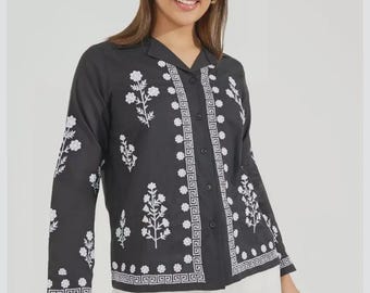 Black Embroidered Jacket – Floral Boho Folk Vyshyvanka Style