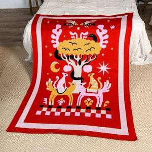 Hutsul Blanket Bedding Inspired by Ukrainian Folk Art - Cozy Kilim Rug l Ukrainian Blanket l Made in Ukraine l  Hutsul Tapestry Throw