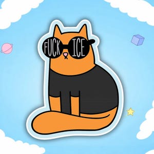 Pegatina de vinilo de gato de hielo "Fu*k"