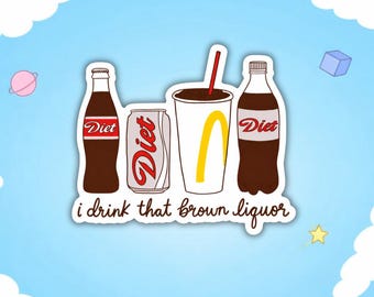 Divertente adesivo in vinile per amanti della Coca-Cola Light e del caffè, con umorismo per chi ama le bibite gassate.