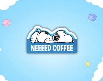 Sleepy Dog Coffee Sticker, Funny Morning Mood Decal, Coffee Lover Gift