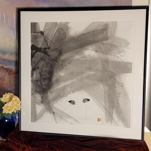 Original Asian Signed Minimalist Watercolor.