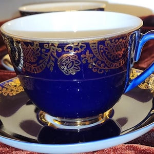 Lomonosov LFZ Imperial Porcelain Cobalt Blue Cup And Saucer.