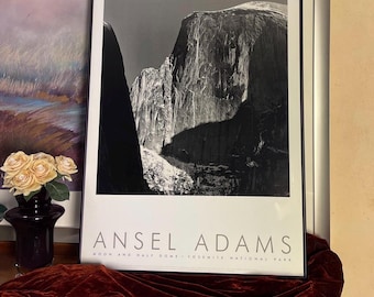 Ansel Adams Prints　「月とハーフドーム」 Amazon.com: The Poster Corp Moon and Half Dome (Embossed