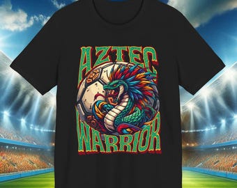 Mexico Soccer Shirt, Mexican Football Fan Tee, World Football Fan Apparel, Aztec Warrior Quetzalcoatl Graphic T Shirt