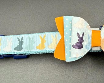 Bunny dog collar with faux  leather bow. 1  medium and 1 large available.