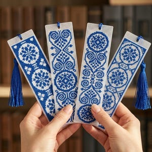 Blue Rhapsody Bookmark Set Cross Stitch Pattern - Geometric Mosaic PDF (Pattern Keeper Compatible)