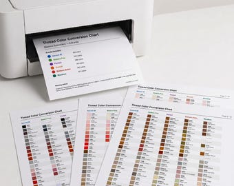 ミシン刺繍糸変換表（PDF）、6ブランド対応カラーマッチングカタログおよび参考ガイド