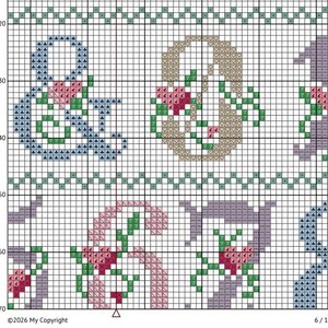 Wedding Alphabet Cross Stitch Chart with Numbers & Ampersand Digital PDF Instant Download image 6