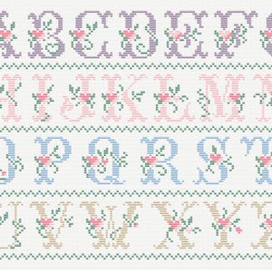Floral Wedding Monogram Cross Stitch Pattern: DIY Embroidery (PDF) Personalized Letters